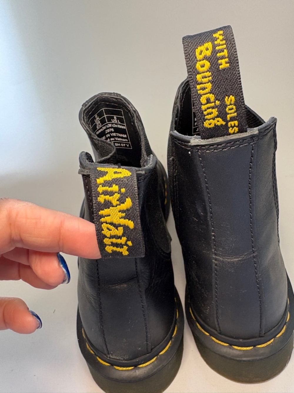 Dr. Martens 2976 Chelsea Black Boots with Yellow Accents Size 8.5 - Picture 7 of 10
